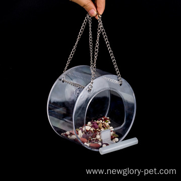 Round Acrylic Bird Food Box With Suction Cup